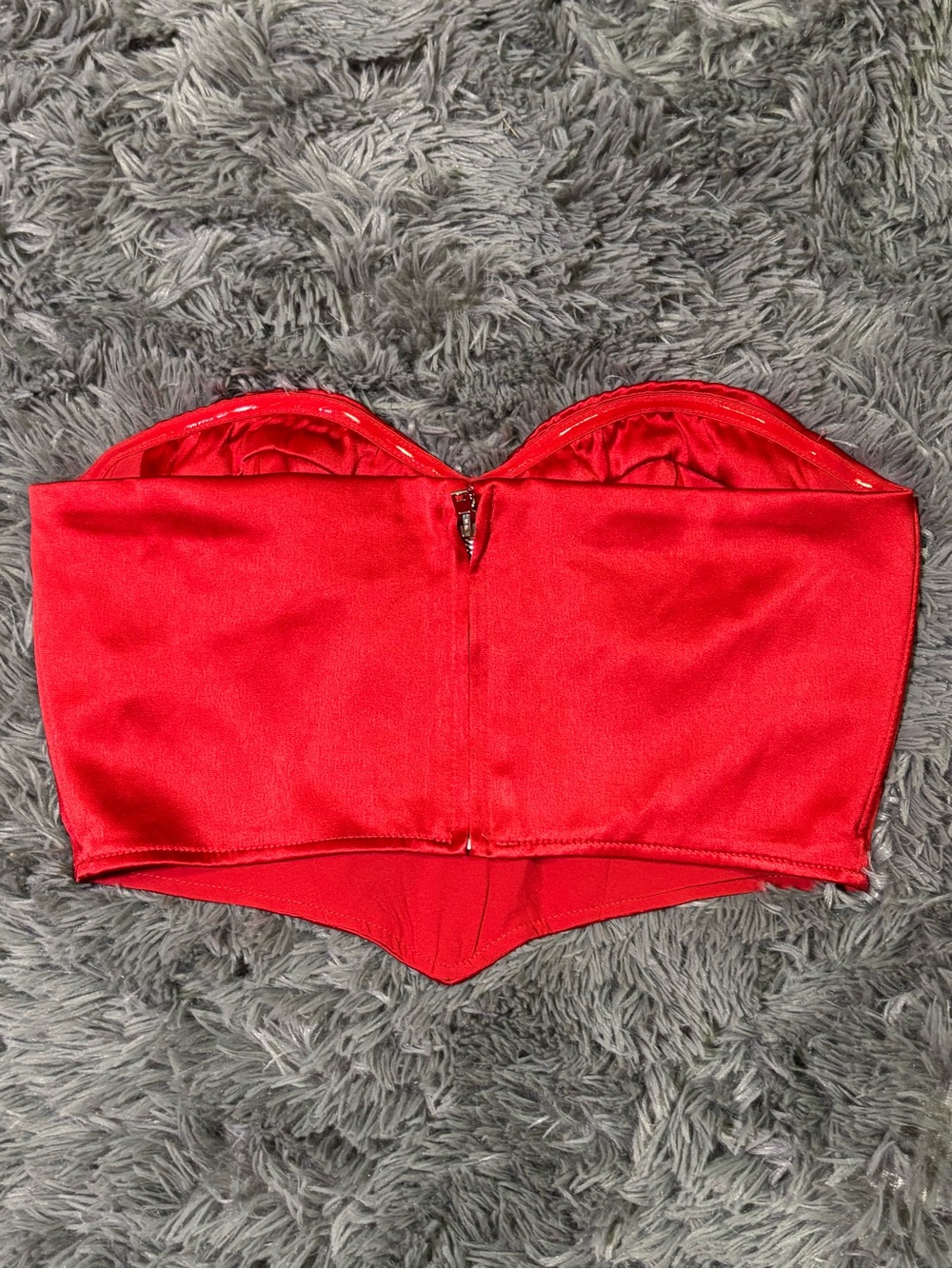 Red Satin Strapless Bustier Top - nwt forever 21 - Picture 3 of 5